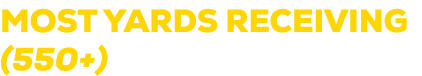 MOST YARDS RECEIVING (550+)