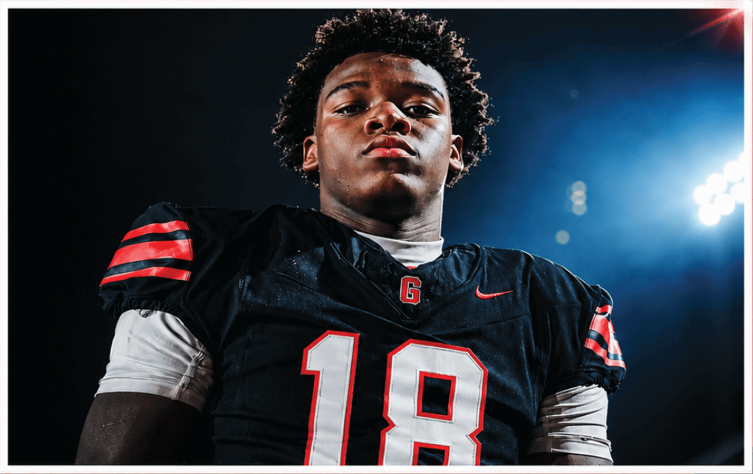 A person wearing a black sports jersey with the number 18 stands above a red background with white text expressing a heartfelt message about growth, faith, and family support. Description generated by AI