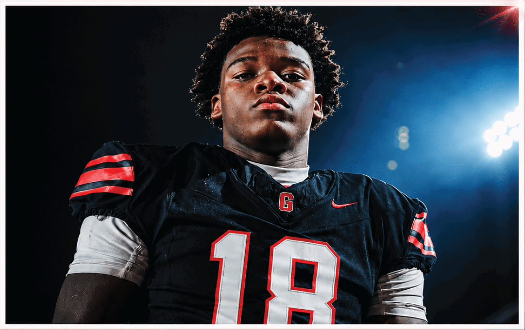 A person wearing a black sports jersey with the number 18 stands above a red background with white text expressing a heartfelt message about growth, faith, and family support. Description generated by AI