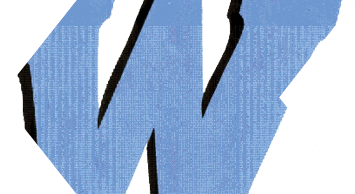 A blue and white bull head. Description generated by AI