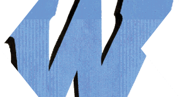 A blue and white bull head. Description generated by AI