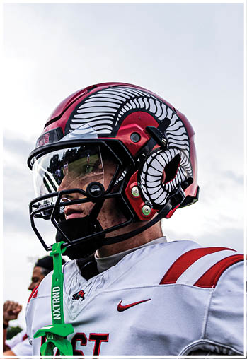 A group of football players celebrating a touchdown. Description generated by AI