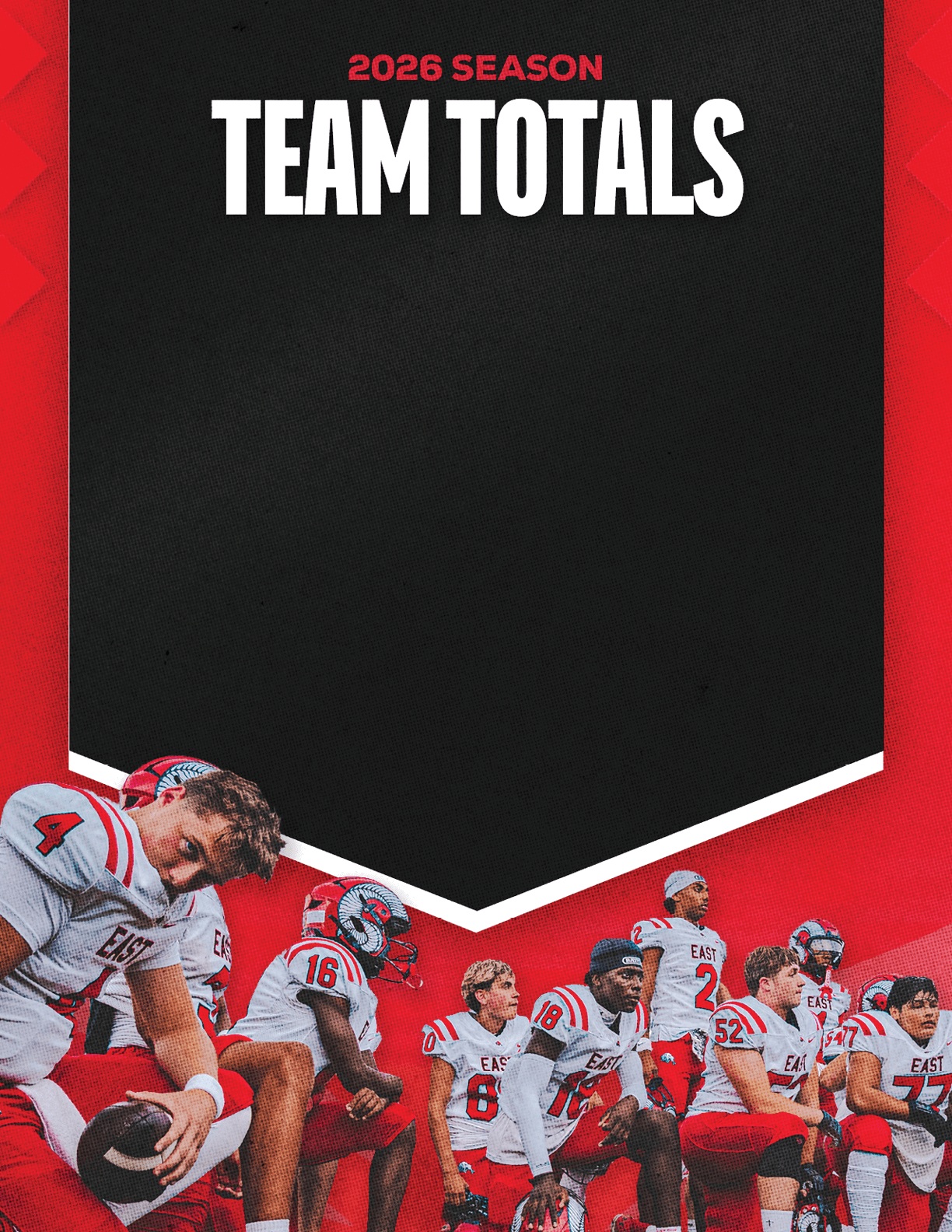 A group of football players standing on the field. Description generated by AI