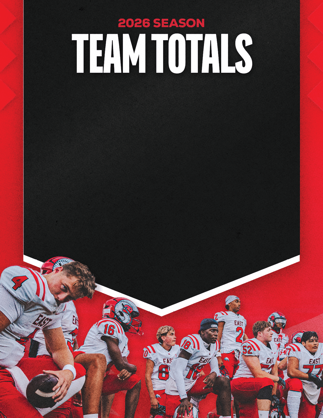 A group of football players standing on the field. Description generated by AI