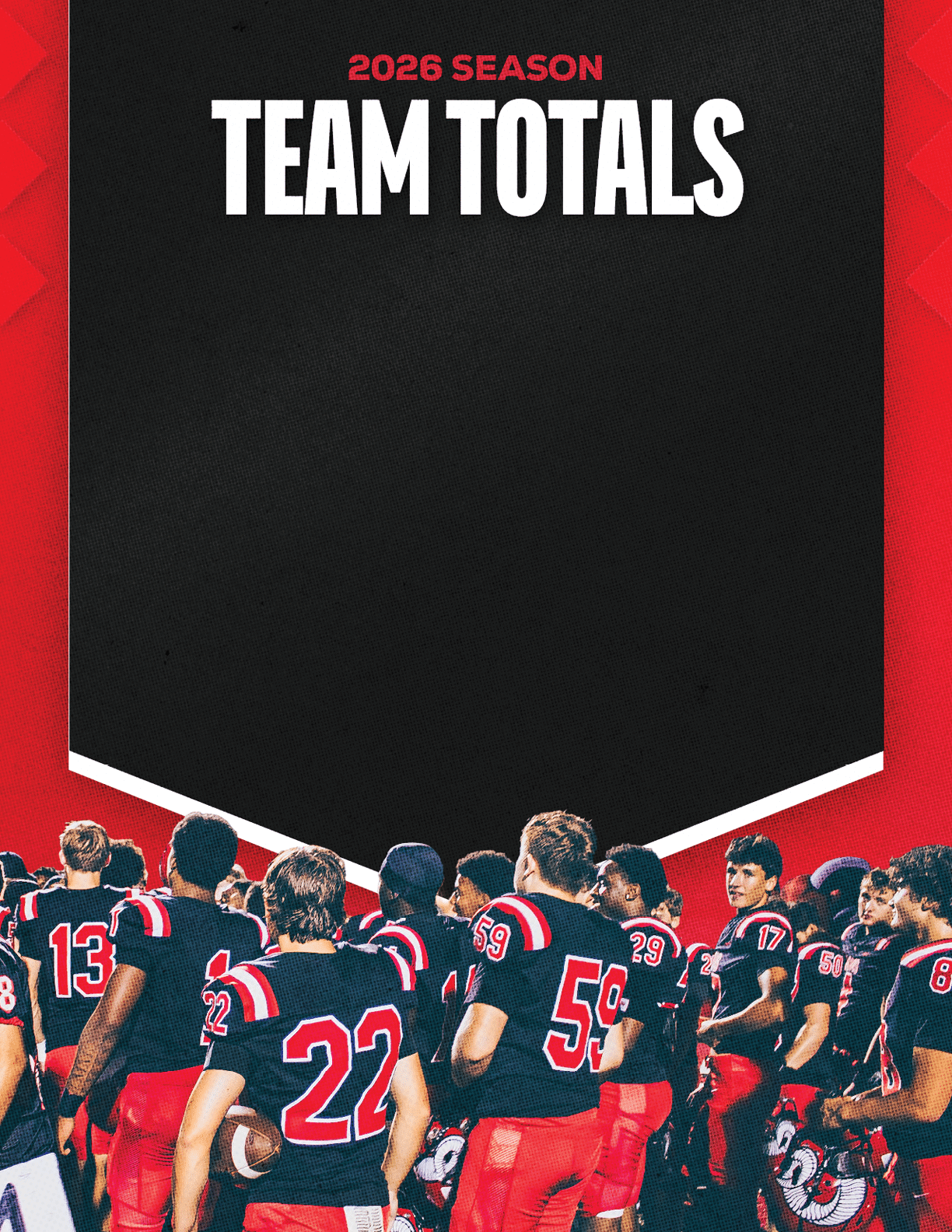 A group of football players standing on the field. Description generated by AI