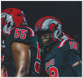 A group of football players celebrating a touchdown. Description generated by AI