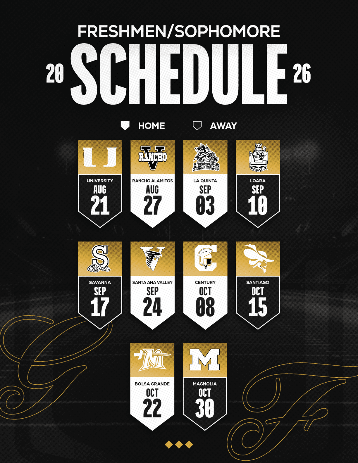 A red and white schedule for Sun Prairie East Football. Description generated by AI