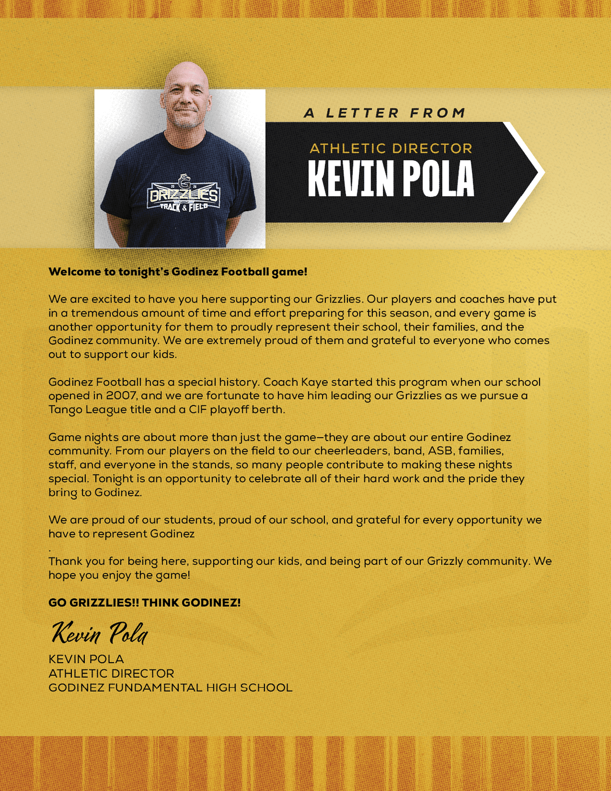 A letter from a football coach. Description generated by AI