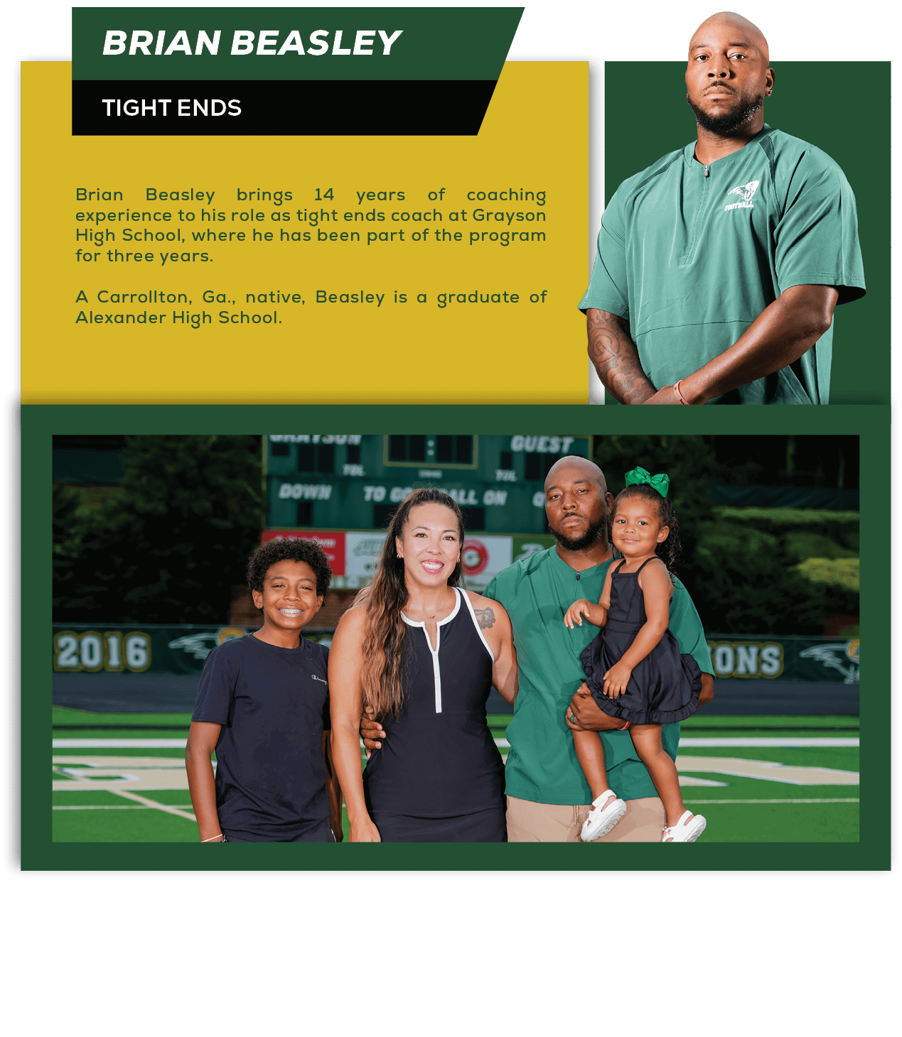 Before beginning his coaching career, Beasley served in the United States Marine Corps from 2008 12. He attended Sout...