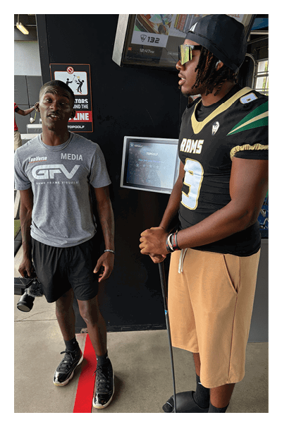 A young man wearing a football jersey with the name Vista on the back. AI generated content