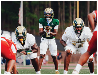 A group of football players on a field. Description generated by AI