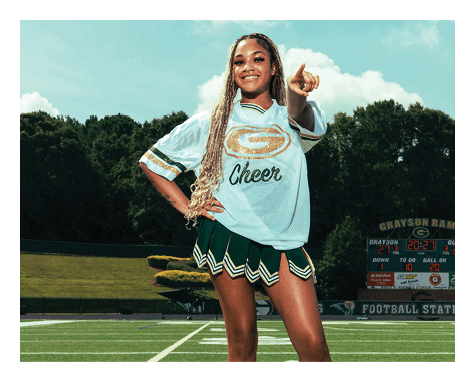 A man wearing a football uniform is jumping to catch a football. AI generated content