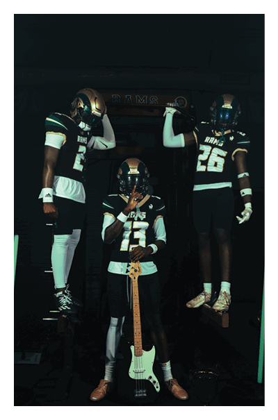 A young man wearing a football jersey with the name Vista on the back. AI generated content