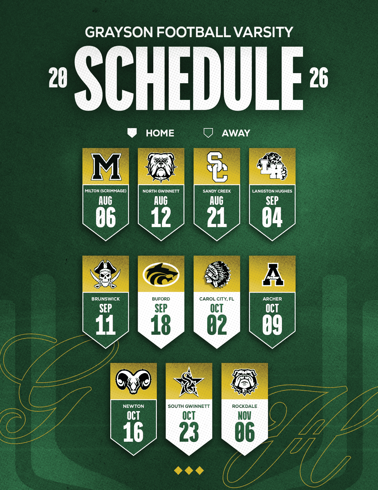 A football schedule for the 2014 season. Description generated by AI