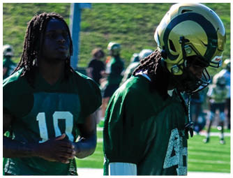 A group of football players on a field. Description generated by AI