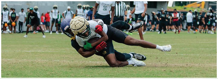 A football player is sliding on the ground. Description generated by AI