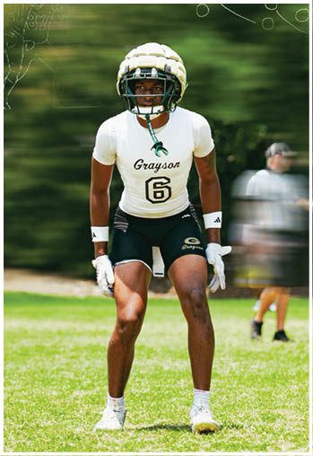 A football player running on the field. Description generated by AI