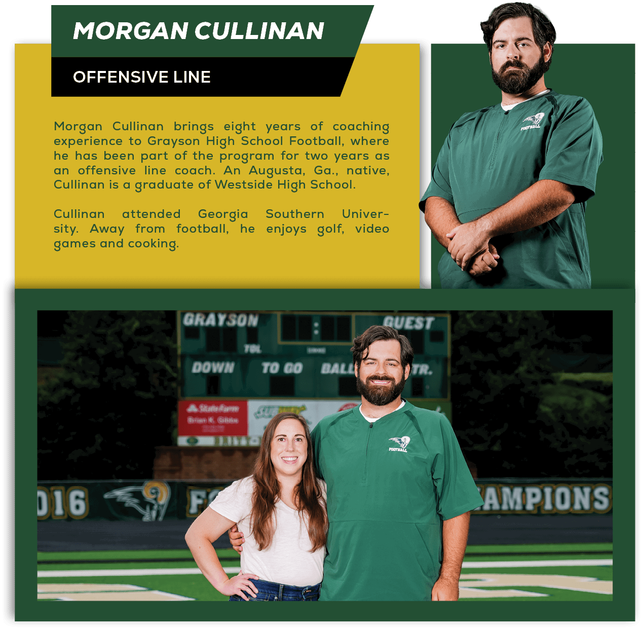 Morgan Cullinan brings eight years of coaching experience to Grayson High School Football, where he has been part of ...