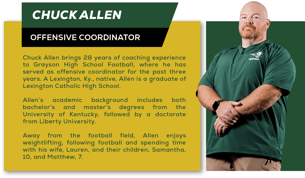 Chuck Allen brings 28 years of coaching experience to Grayson High School Football, where he has served as offensive ...