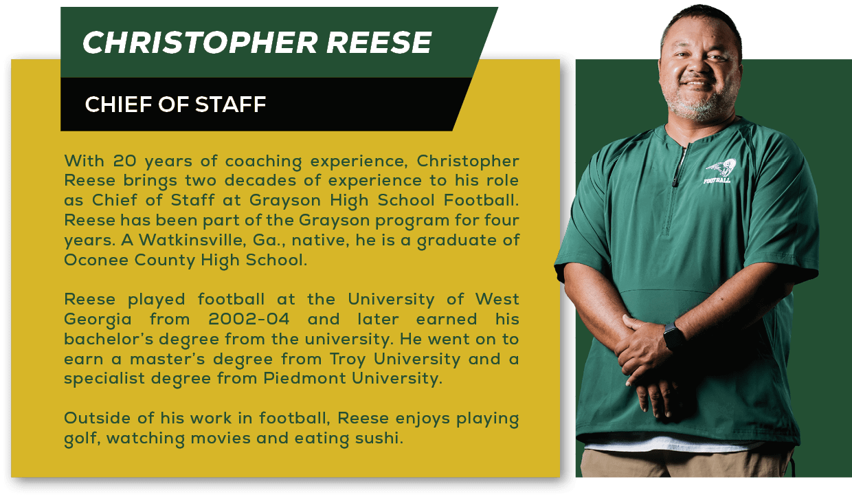 With 20 years of coaching experience, Christopher Reese brings two decades of experience to his role as Chief of Staf...