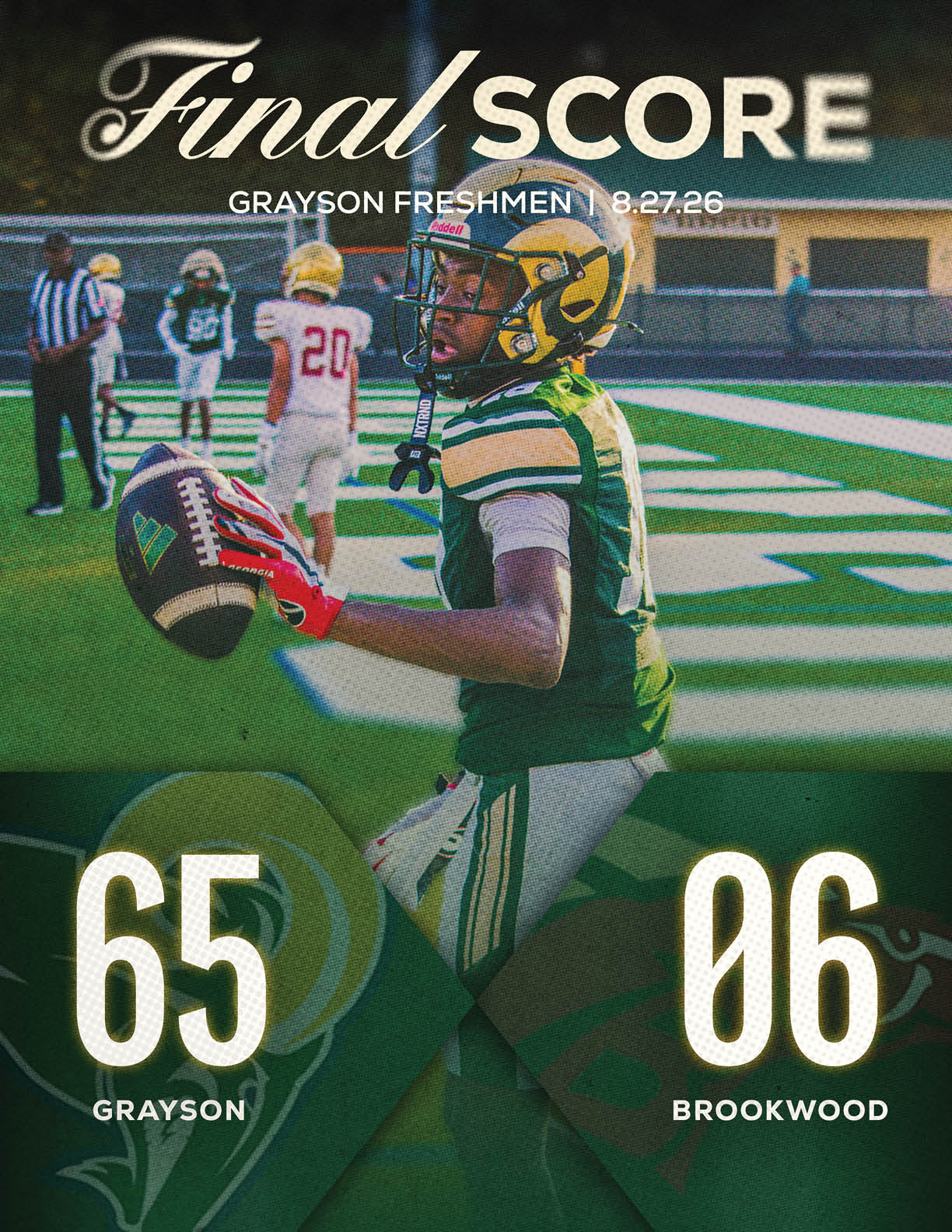 A football game is being played between Mountain Vista and Neville North. Description generated by AI