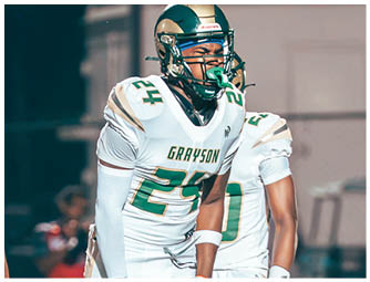 A group of football players on a field. Description generated by AI