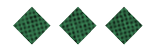 Three green diamond shapes with a textured pattern are evenly spaced on a white background. Description generated by AI