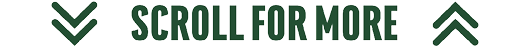 Dark green double downward and upward arrows flank the bold text “SCROLL FOR MORE" on a white background. Description generated by AI