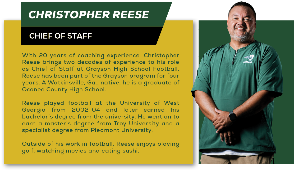 With 20 years of coaching experience, Christopher Reese brings two decades of experience to his role as Chief of Staf...