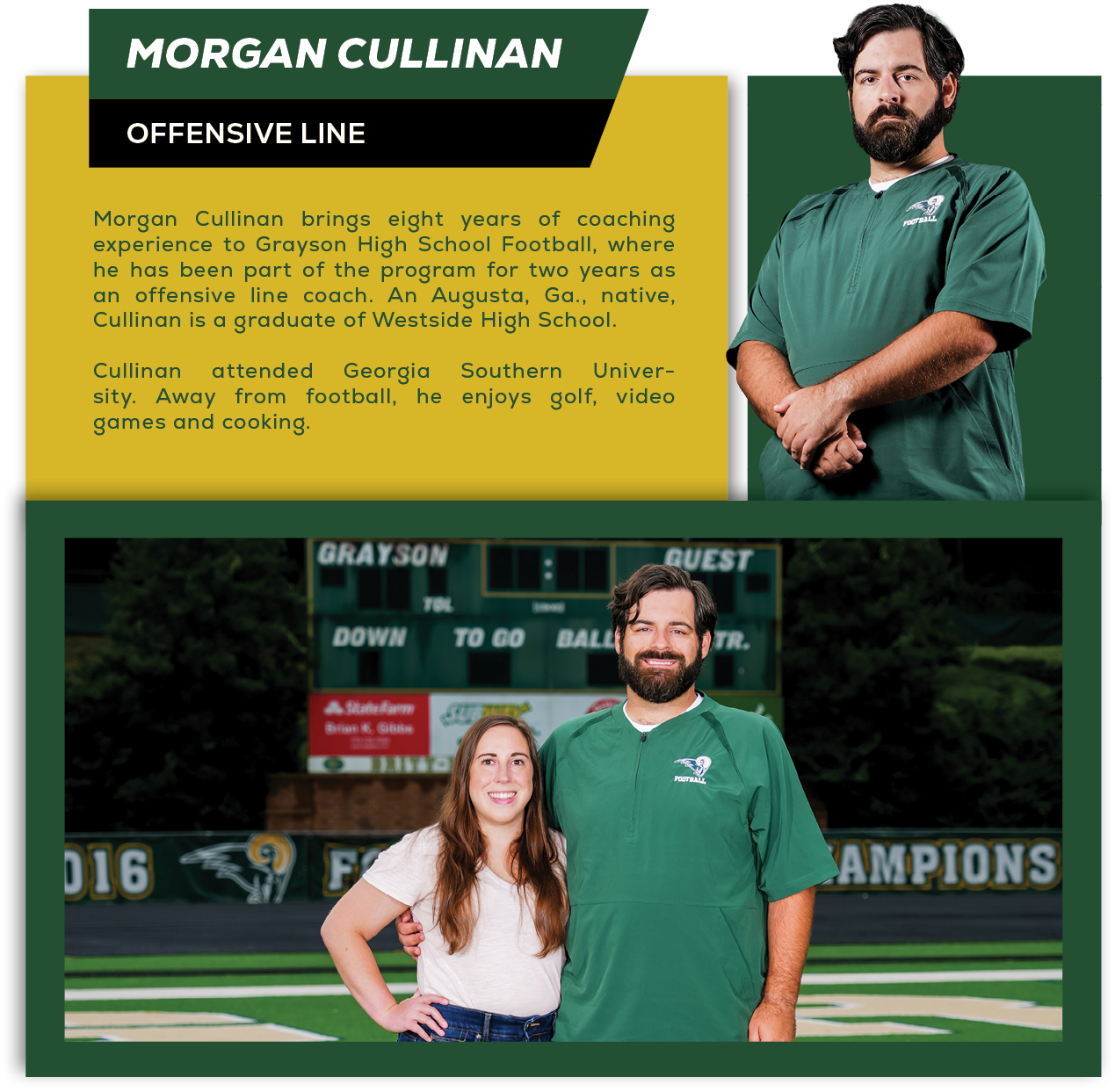 Morgan Cullinan brings eight years of coaching experience to Grayson High School Football, where he has been part of ...