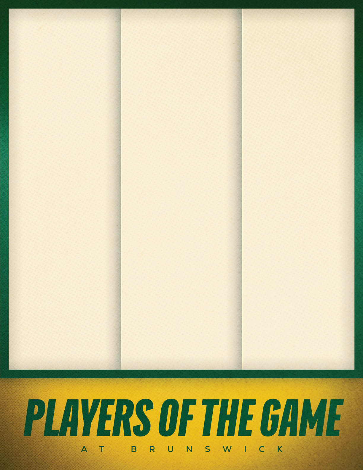 Six people wearing football uniforms with the word Grayson and holding footballs pose under the text players of the game on a light background with a yellow and green border. Description generated by AI