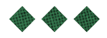 Three green diamond shapes with a black grid pattern are evenly spaced on a white background. Description generated by AI