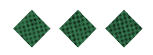 Three green diamond shapes with a black grid pattern are evenly spaced on a white background. Description generated by AI
