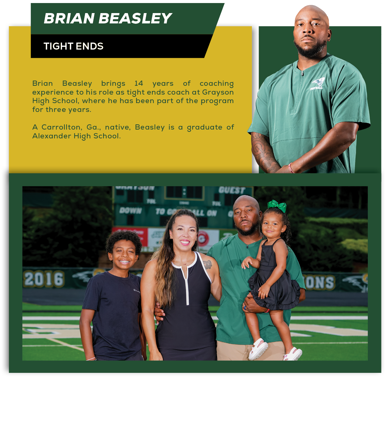Before beginning his coaching career, Beasley served in the United States Marine Corps from 2008 12. He attended Sout...