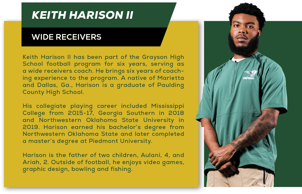  Keith Harison II,Keith Harison II has been part of the Grayson High School football program for six years, serving a...