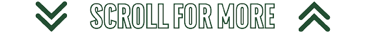 Two sets of green double arrows pointing downward and upward flank the text “SCROLL FOR MORE" in outlined capital letters. Description generated by AI