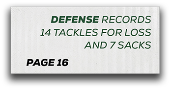 page 16,Defense Records 14 Tackles for Loss and 7 Sack
