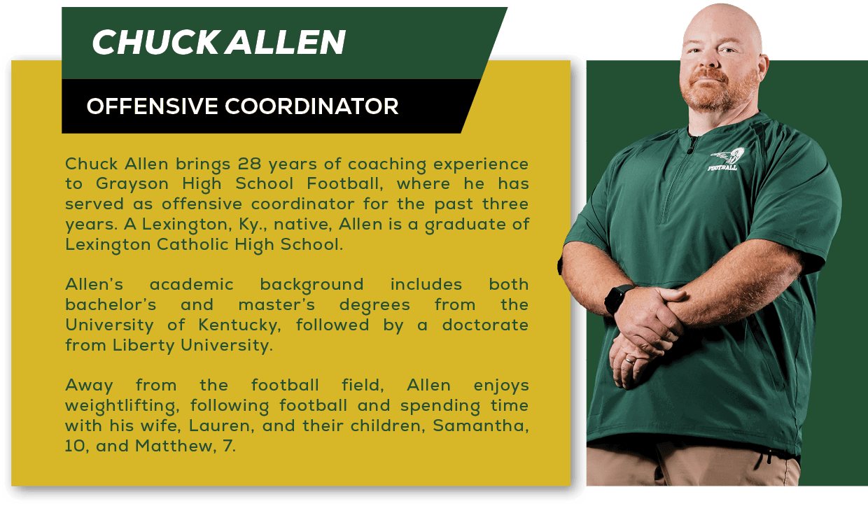 Chuck Allen brings 28 years of coaching experience to Grayson High School Football, where he has served as offensive ...