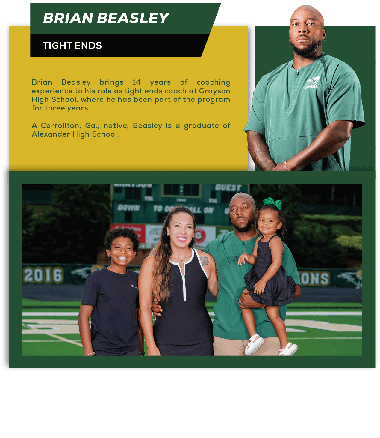 Before beginning his coaching career, Beasley served in the United States Marine Corps from 2008 12. He attended Sout...