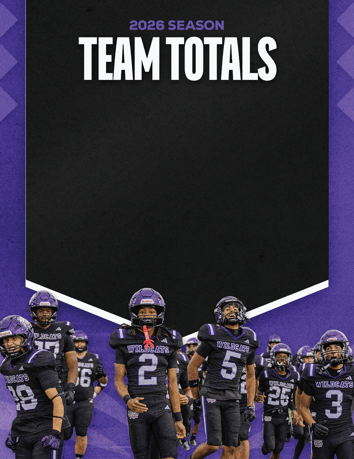A group of football players standing on the field. Description generated by AI