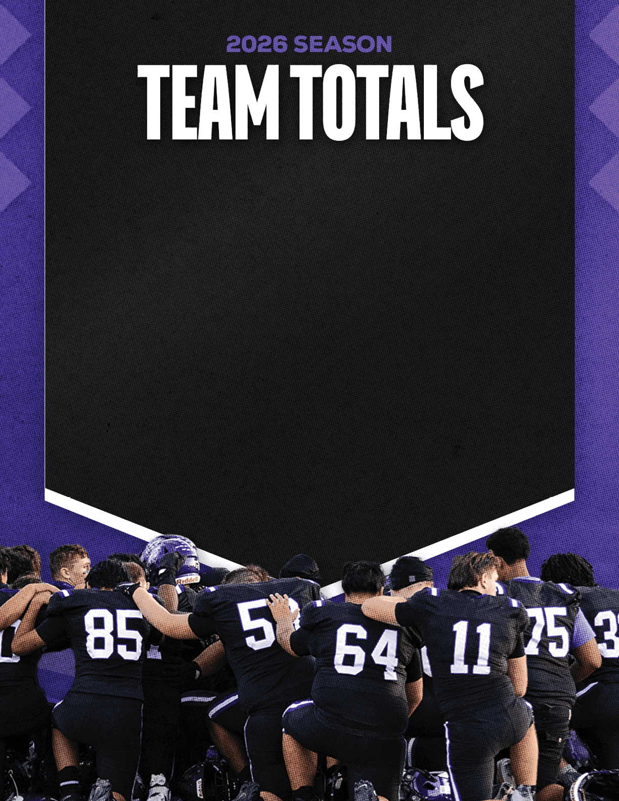 A group of football players standing on the field. Description generated by AI