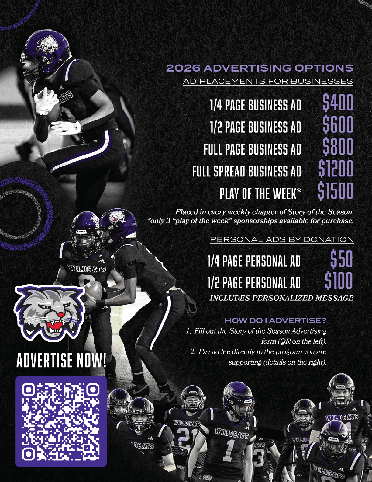 A football player in a black and purple uniform. Description generated by AI