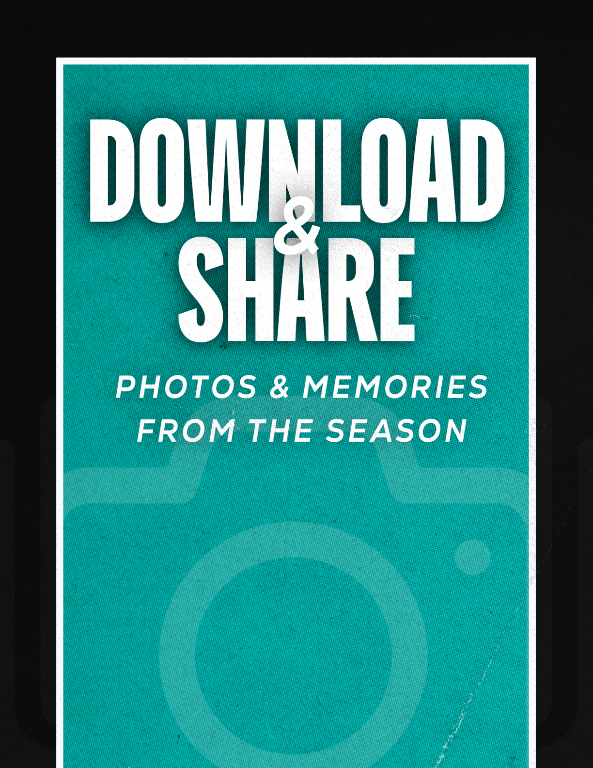 A blue and white poster with a camera on it. Description generated by AI