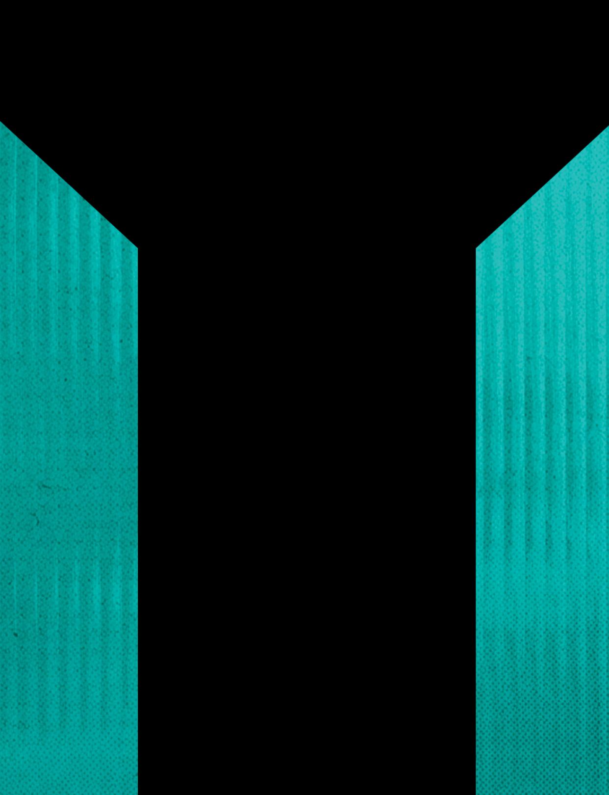 Three blue and black buildings. Description generated by AI