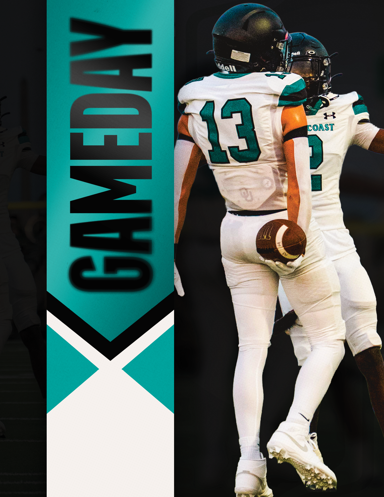 A football player wearing a white jersey with the number 13 on it. Description generated by AI