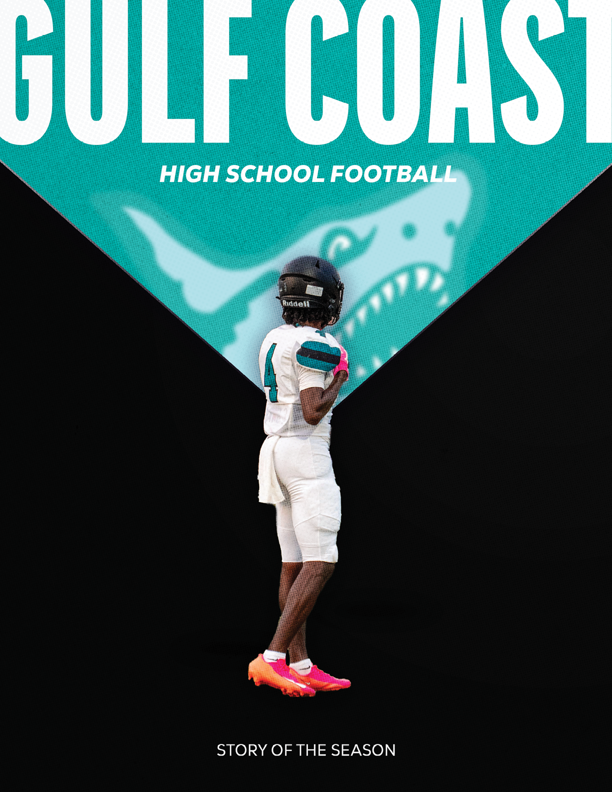 A football player wearing a white jersey and white shorts with a blue stripe. Description generated by AI