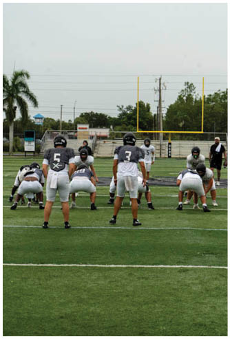 A group of football players on a field. Description generated by AI