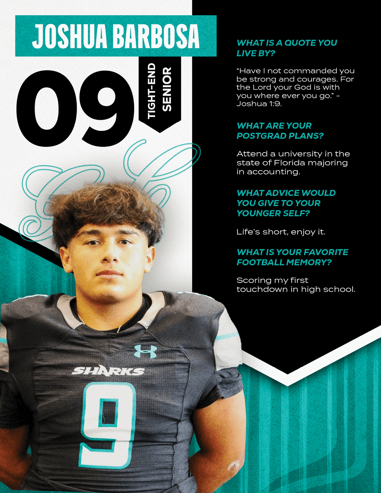 A football player wearing a jersey with the number 9 on it. Description generated by AI