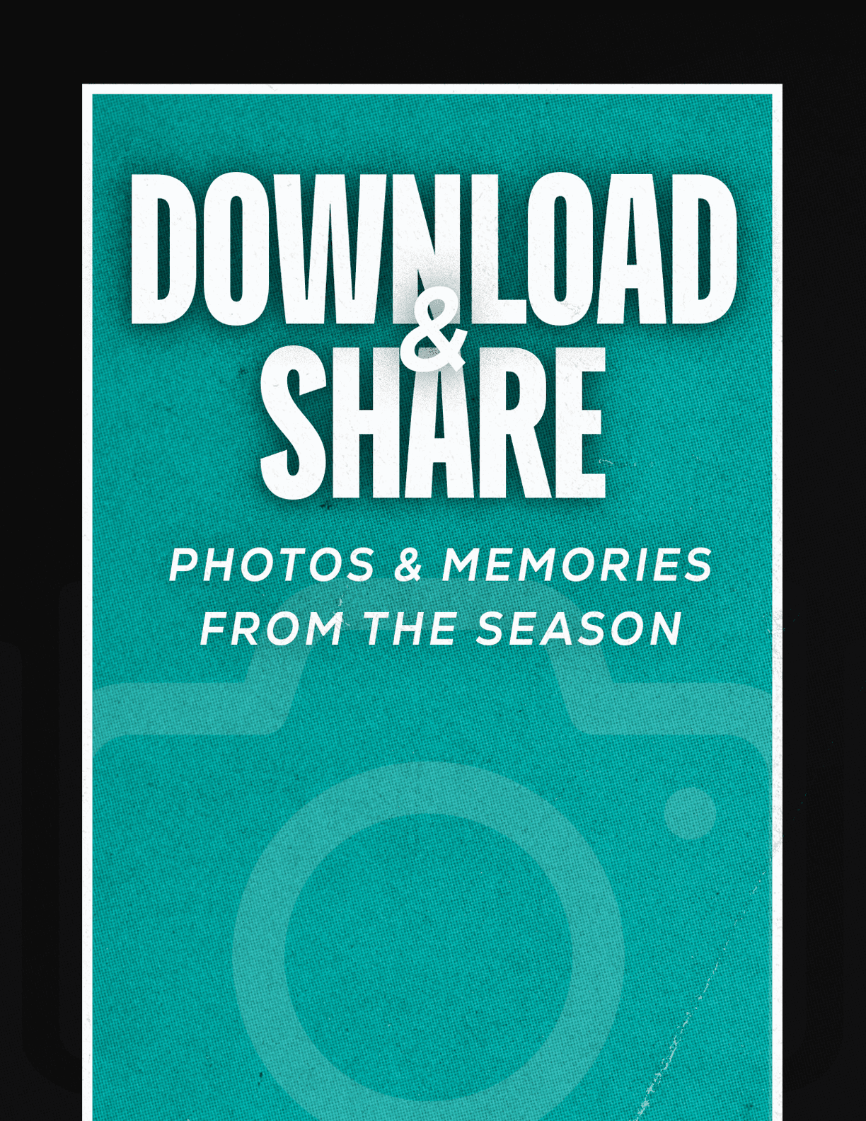A blue and white poster with a camera on it. Description generated by AI