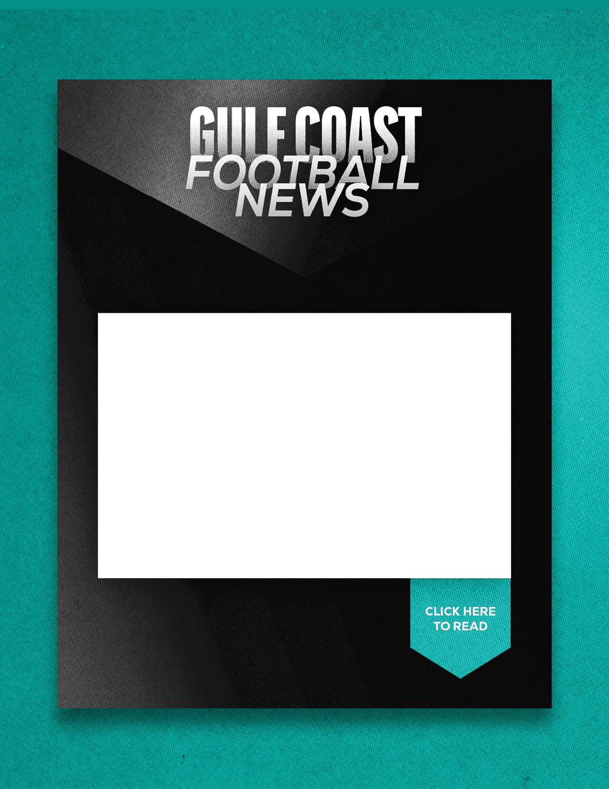 A black and white advertisement for Gulf Coast Football News. Description generated by AI